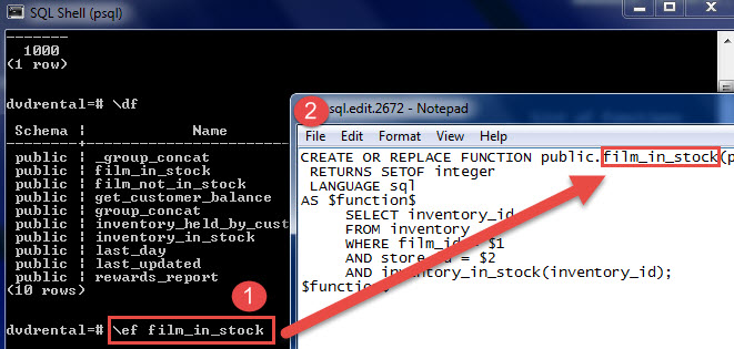 psql commadn ef edit function